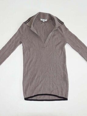 Madewell Women's Johnny Collar Sweater Size XS Brown Merino Silk Pullover NY487
